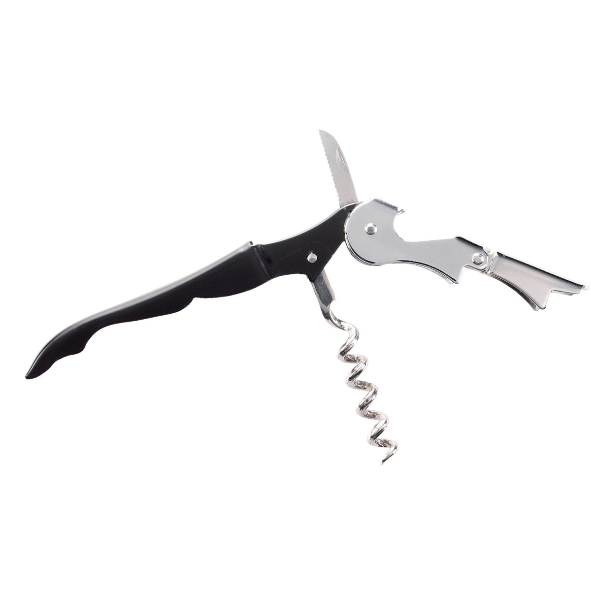 PULSIVA Kelnersmes Basic; 12.2x1.3x3 cm (LxBxH); zwart/zilver; 2 stuk / verpakking