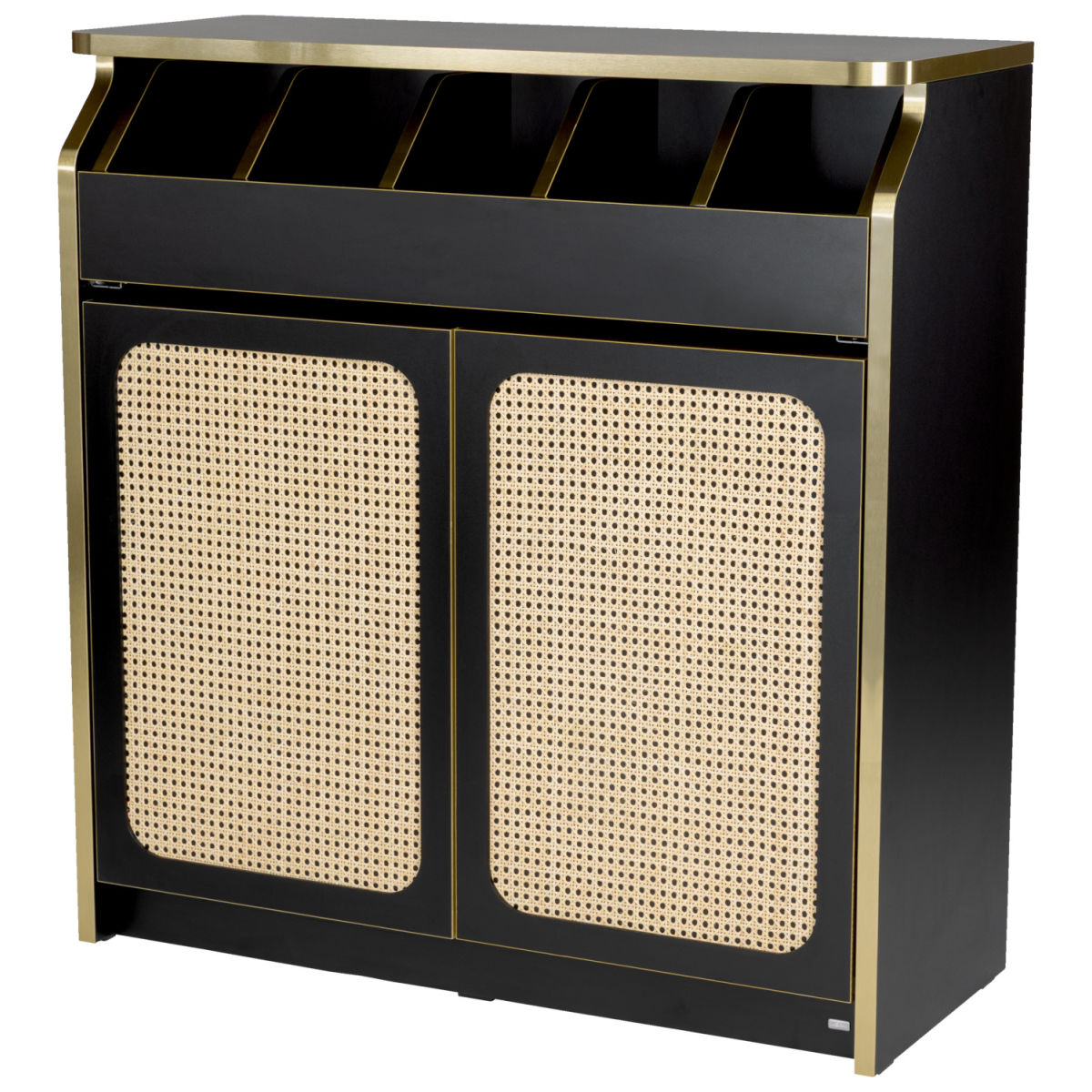 VEGA Besteckschrank Ravena schwarz; 100x40x105 cm (BxTxH); natur/schwarz/gold; Gestell natur/schwarz/gold