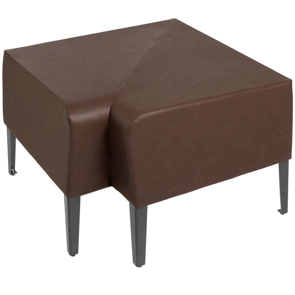 Seduta angolare imbottita Adapto VEGA; 75x75x48 cm (LxPxH); seduta marrone, struttura nero