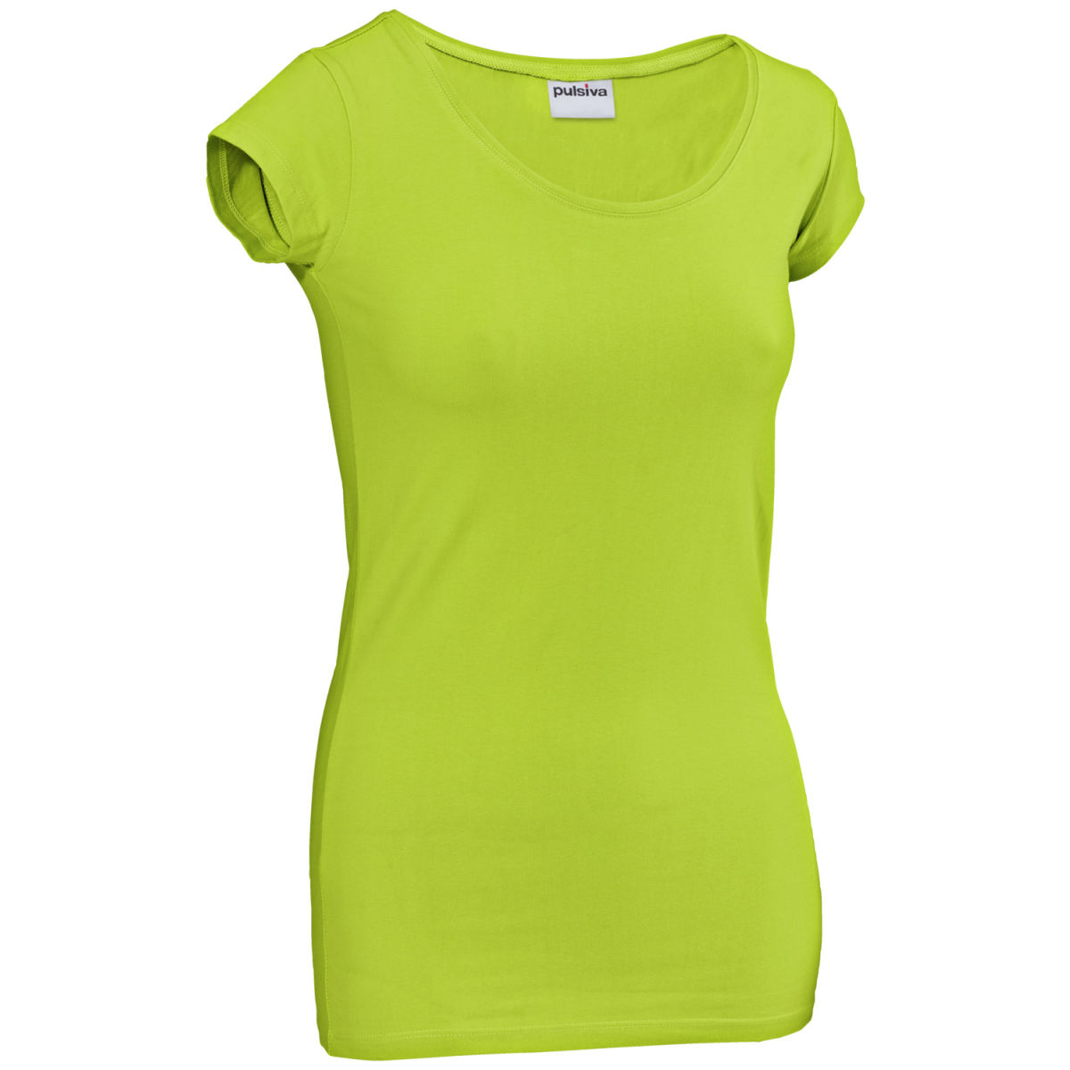 T-shirt da donna Sabrina collo rotondo PULSIVA; Taglia XS; verde mela; 2 pz. / confezione