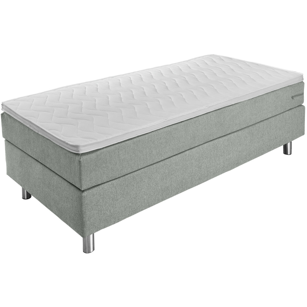 Letto Boxspring Premium tessuto d'arredo, senza testiera ERWIN M.; 90x200x69 cm (LxLxH); grigio; duro