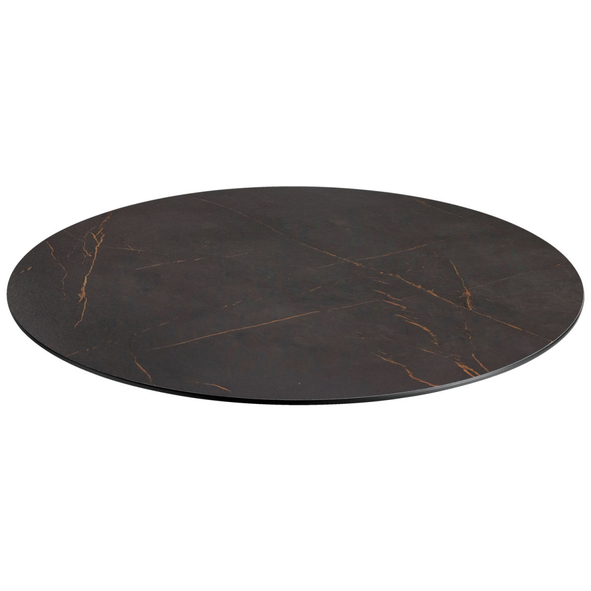 Piano tavolo in HPL Lift rotondo VEGA; 60 cm (Ø); nero/marrone; rotonda