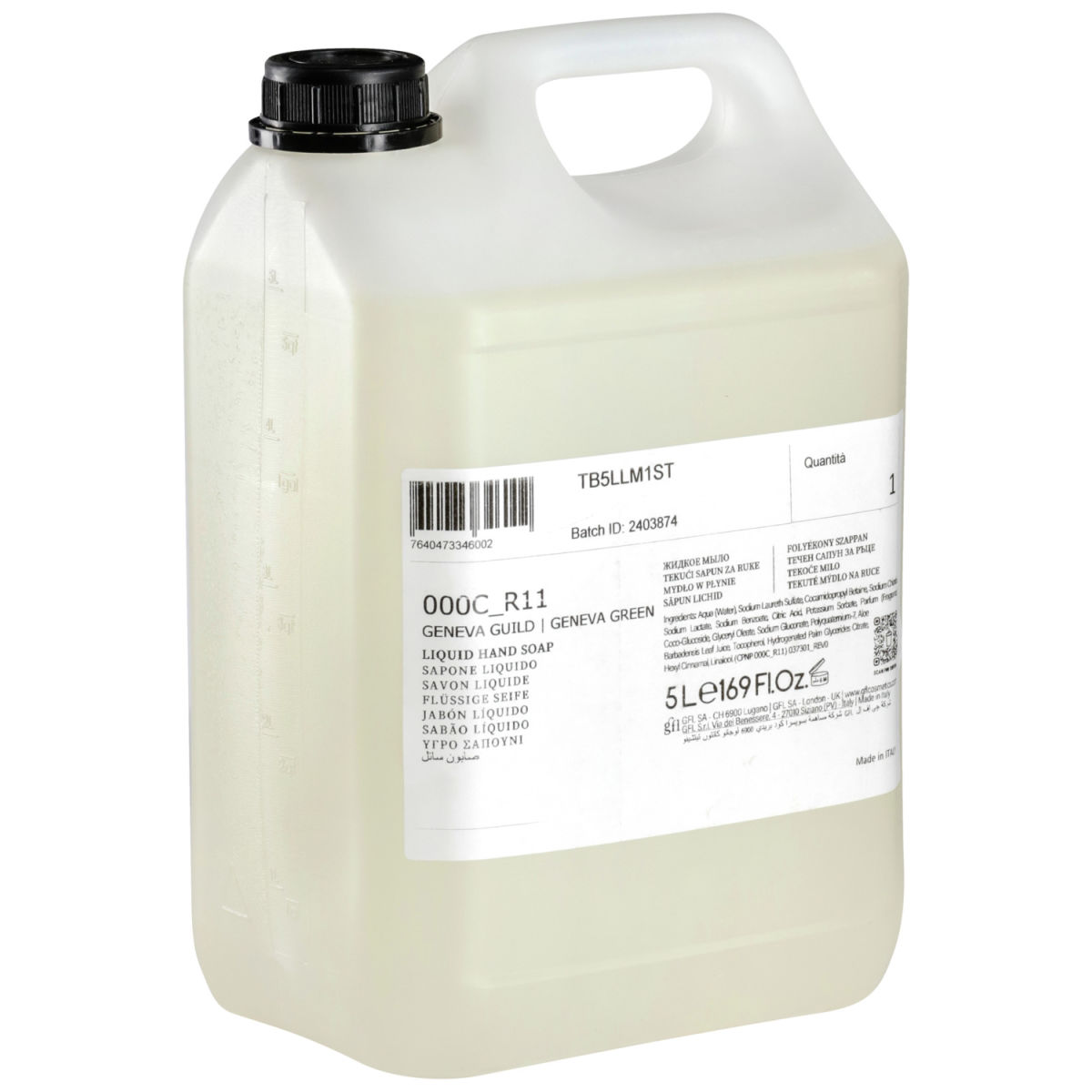 Sapone Geneva Guild in tanica V-Touch; 5000 ml; trasparente; 2 pz. / confezione