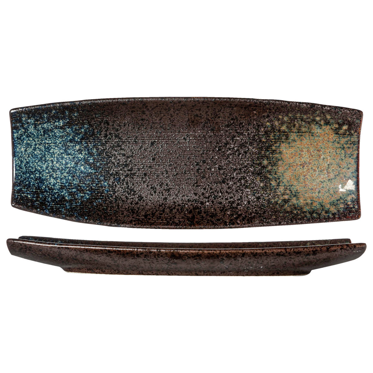 Cosy & Trendy Platte Black yoru rechteckig 33x12x3 cm (LxBxH); schwarz/blau; 3 Stück / Pack