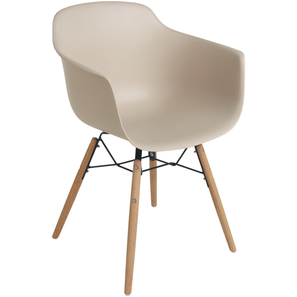 Sedia con braccioli Emeo VEGA; 58x50x82.5 cm (LxPxH); seduta ecrù, struttura quercia/naturale