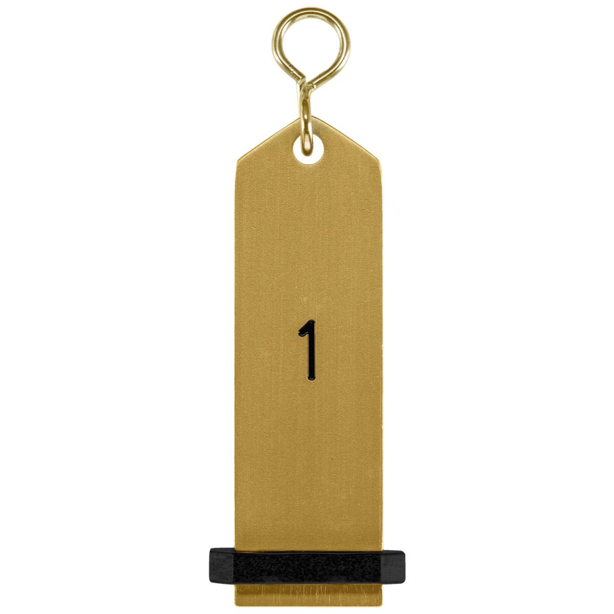 Portachiavi Bumerang con incisione numeri VEGA; 10x3 cm (LxL); oro; incisione 1