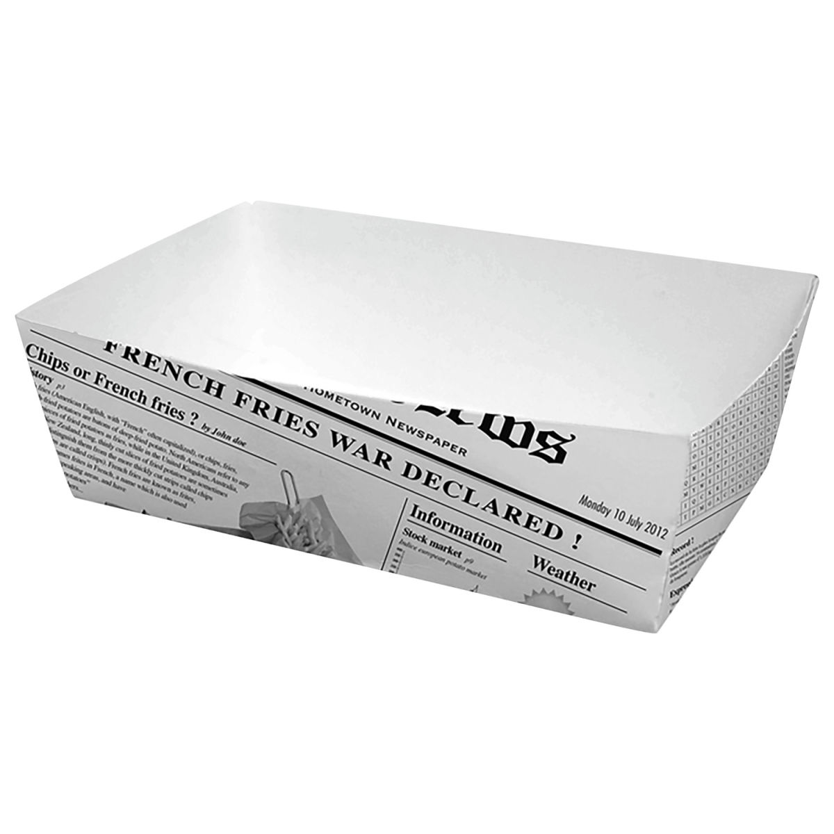 Ciotola per snack Newspaper First FFC; 850ml, 15x9x5 cm (LxLxH); nero/bianco; 100 pz. / confezione