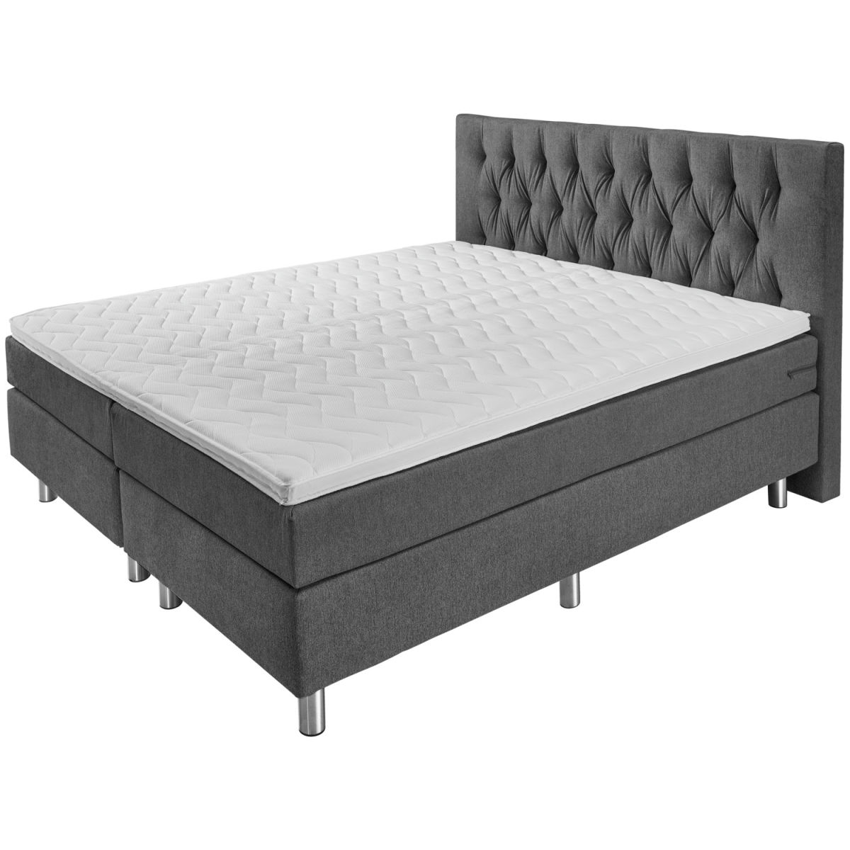 Letto componibile Basic tessuto d’arredo, testiera Chesterfield ERWIN M.; 180x200x63 cm (LxLxH); antracite; duro