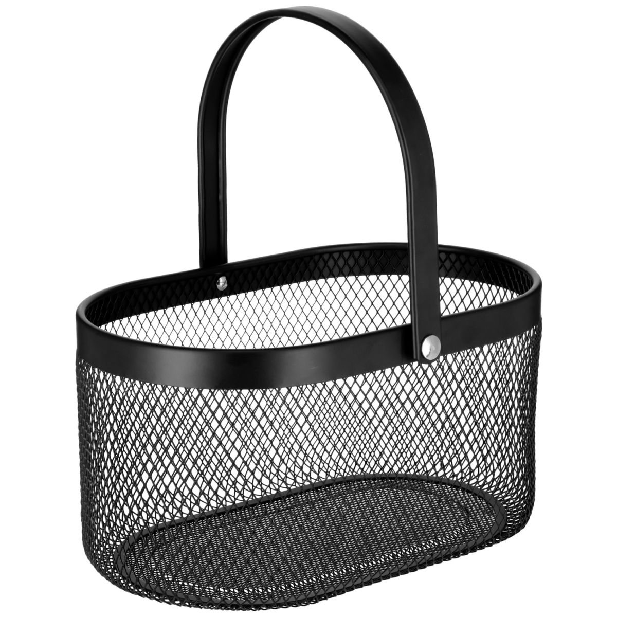 Cesto Asena con manico VEGA; 33x21.5x17 cm (LxLxH); nero; ovale