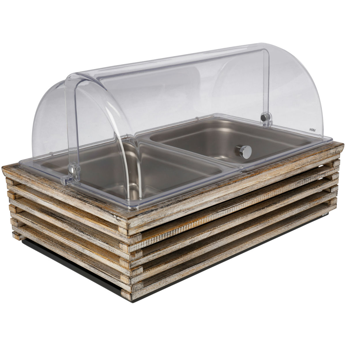 Vetrina salvafreschezza Natchez 10 cm acciaio 2 x 1/2 VEGA; Misura GN 1/1, 57.5x37x27.7 cm (LxLxH); bianco vintage/trasparente/acciaio inox; rettangolare