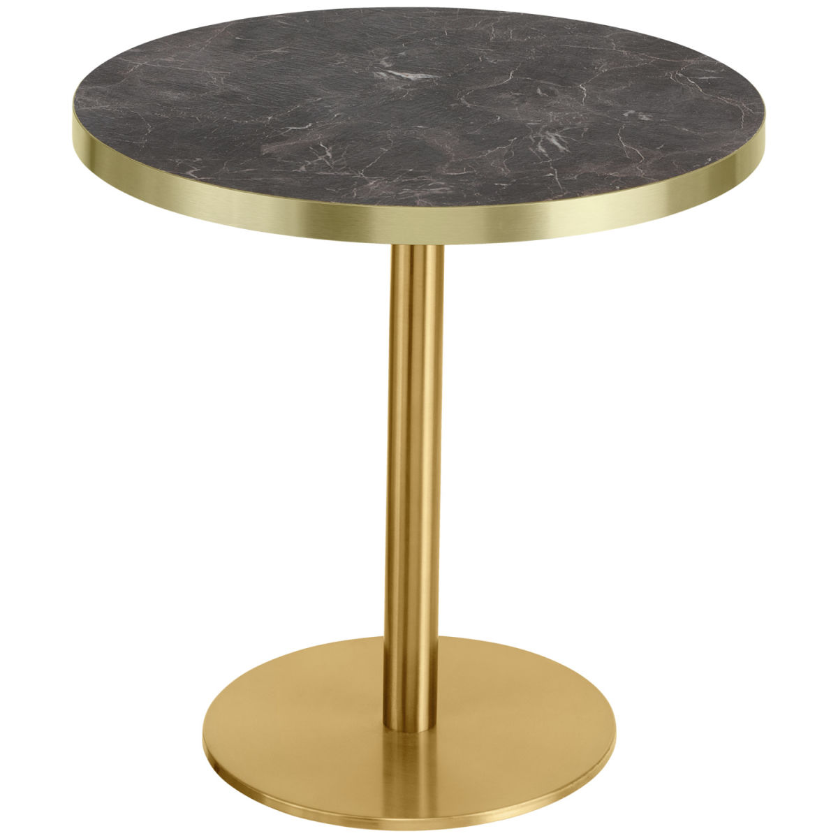 VEGA Sidobord Marvani bordsstativ i rostfritt stål; 46.5x50 cm (HxØ); Bordsskiva Svart, Ram Guldfärg; Rund