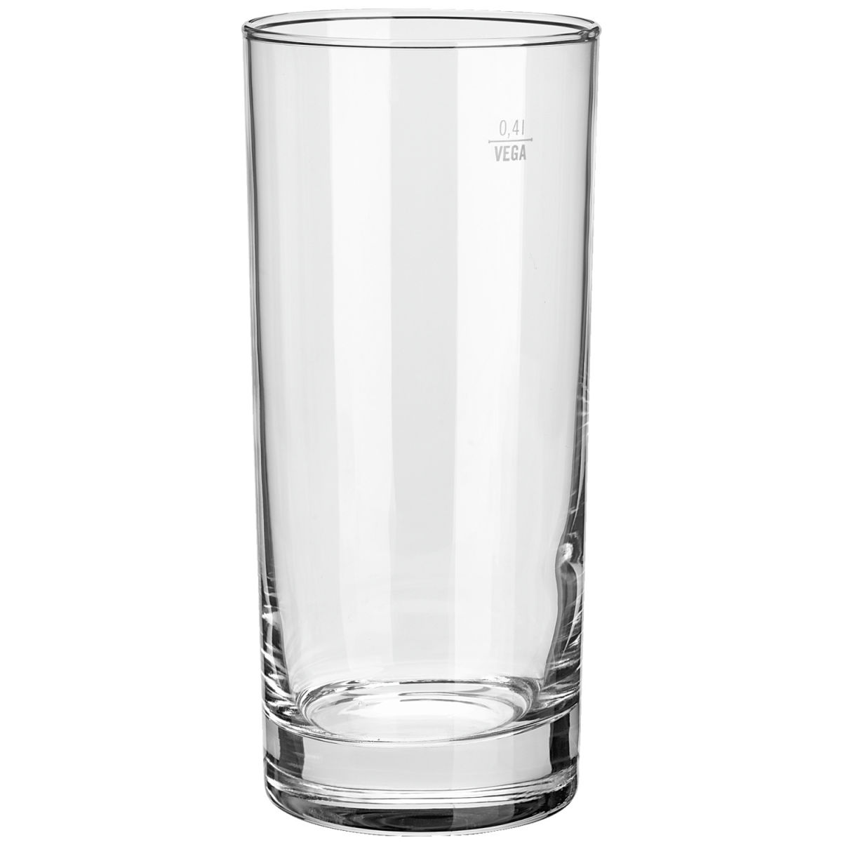 Vega Glazen Tina; 480ml, 7.3x16 cm (ØxH); transparant; 0.4 l vulstreepje, 12 stuk / verpakking