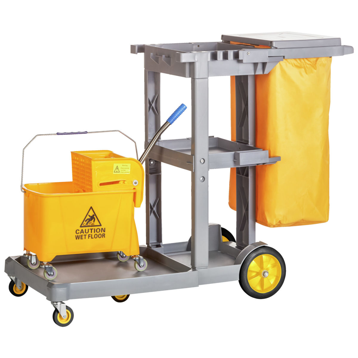 PULSIVA Städvagn med press Clean Basic; 131x52x99 cm (LxBxH); Grå/Gul