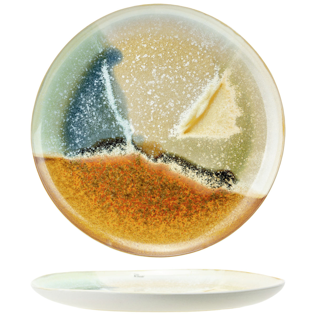 Piatto piano Miro Cosy & Trendy; 27 cm (Ø); marrone/beige/sabbia/verde/blu; rotonda; 4 pz. / confezione