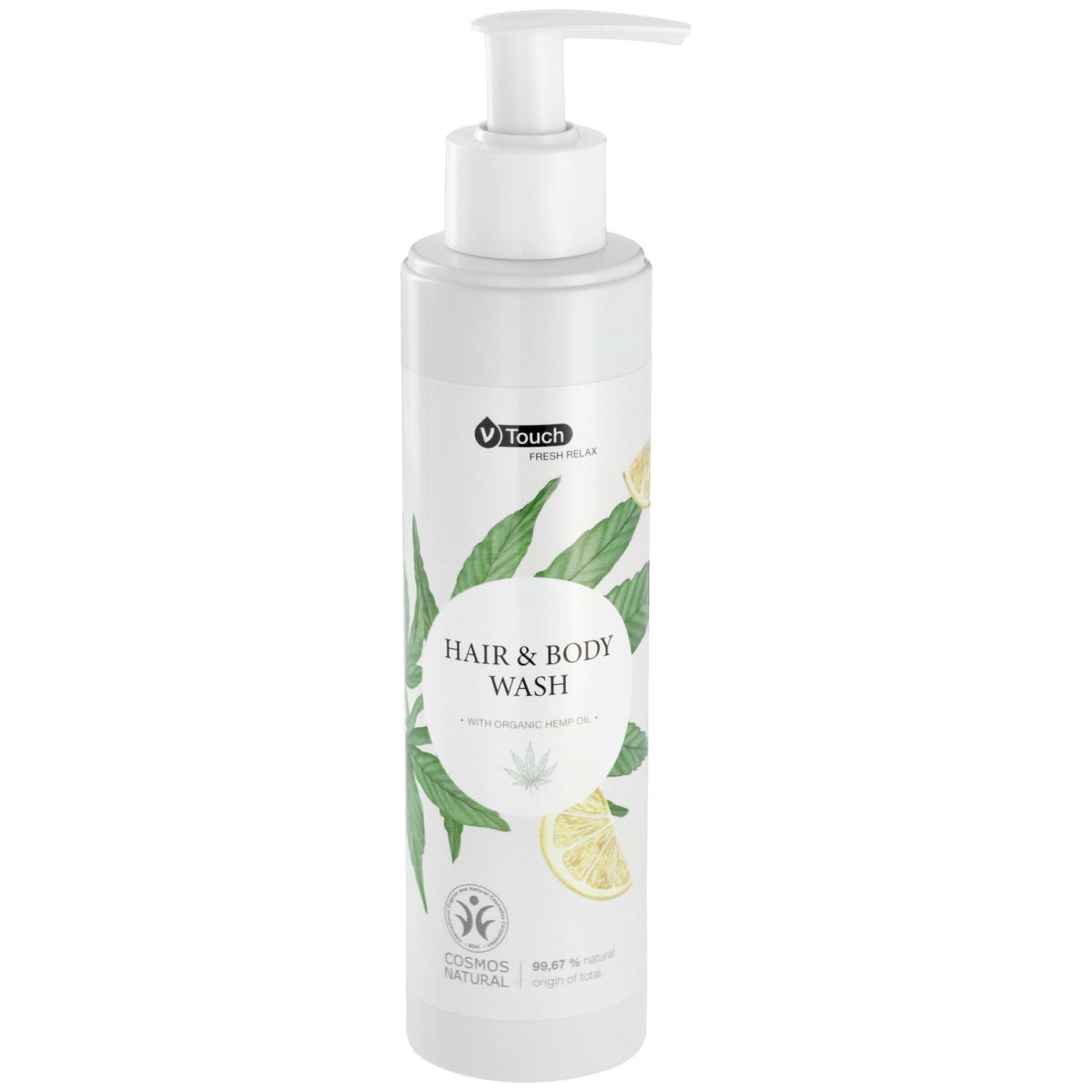 V-Touch Hotel shampoo en douchegel Fresh Relax pompdispenser; 240 ml; geel; 6 stuk / verpakking