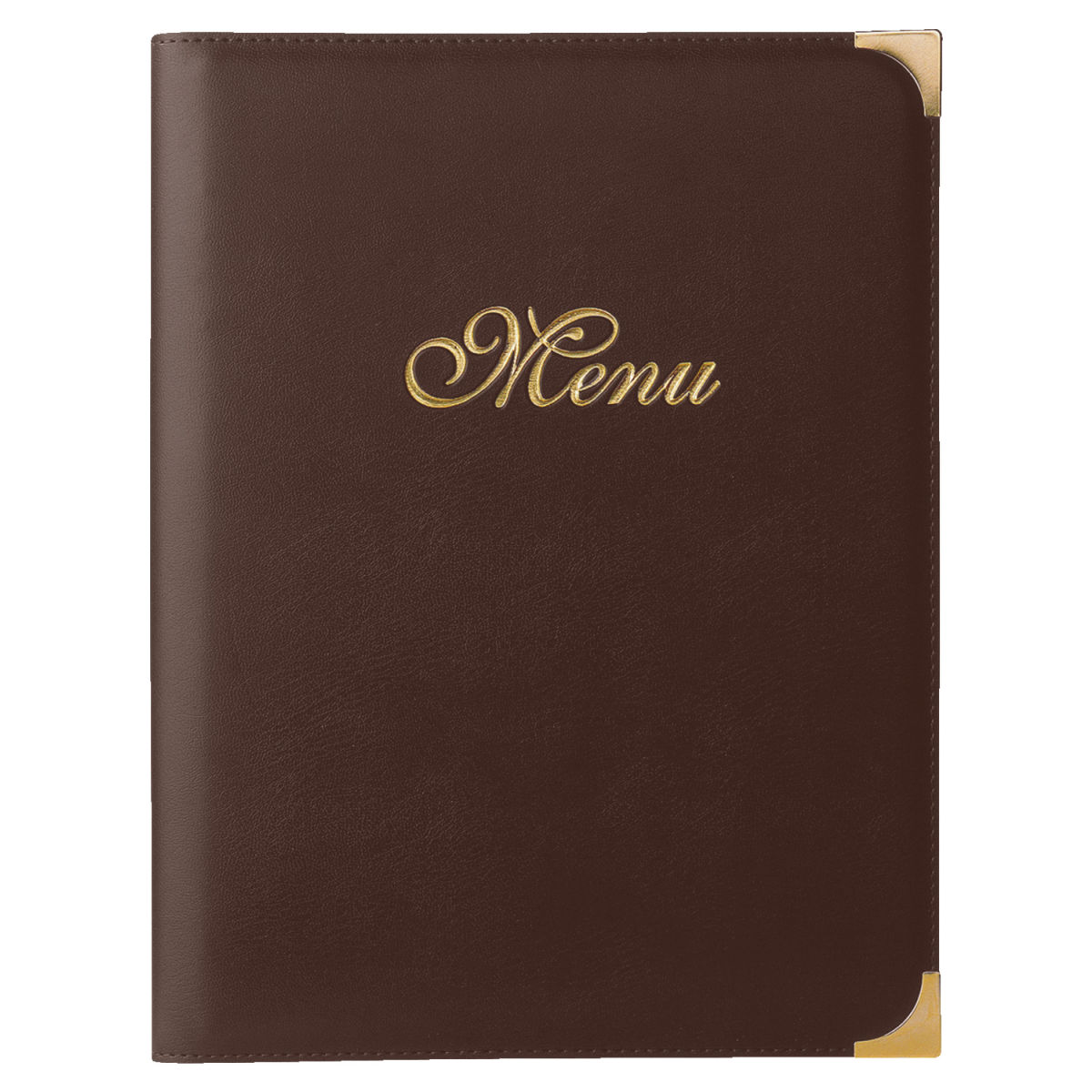 Portamenu Verga con scritta MENU A4 verticale PULSIVA; Misura A4, 25.5x33 cm (LxH); marrone