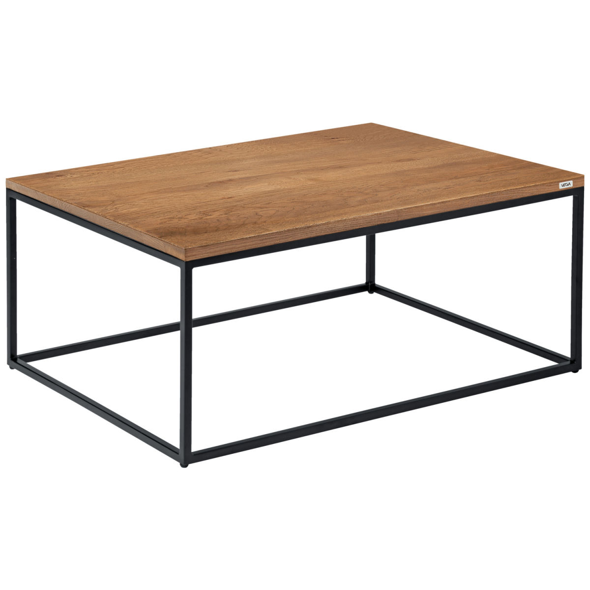 Vega Bijzettafel Deven rechthoekig; 80x60x37 cm (LxBxH); Tafelblad antiek eiken/bruin, frame zwart; rechthoekig