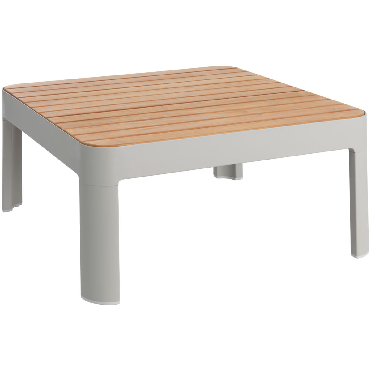 VEGA Outdoor Beistelltisch Amalfia 72x72x33 cm (LxBxH); Platte natur, Gestell hellgrau; quadratisch