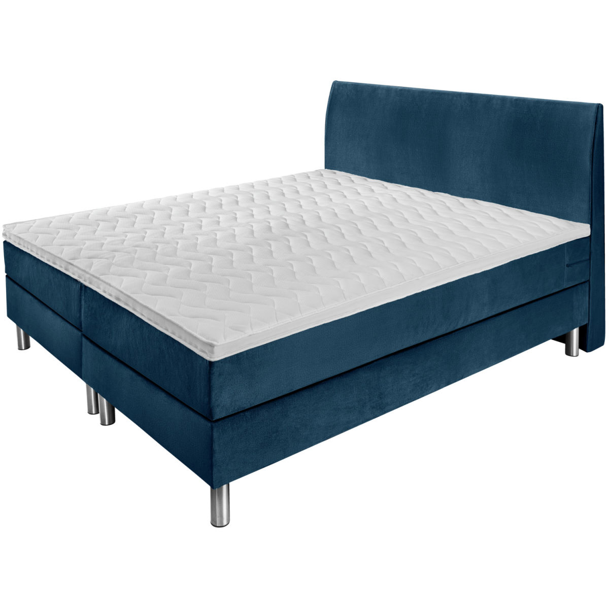 Letto componibile Comfort velluto, testiera liscia. ERWIN M.; 200x200x60 cm (LxLxH); blu scuro; duro