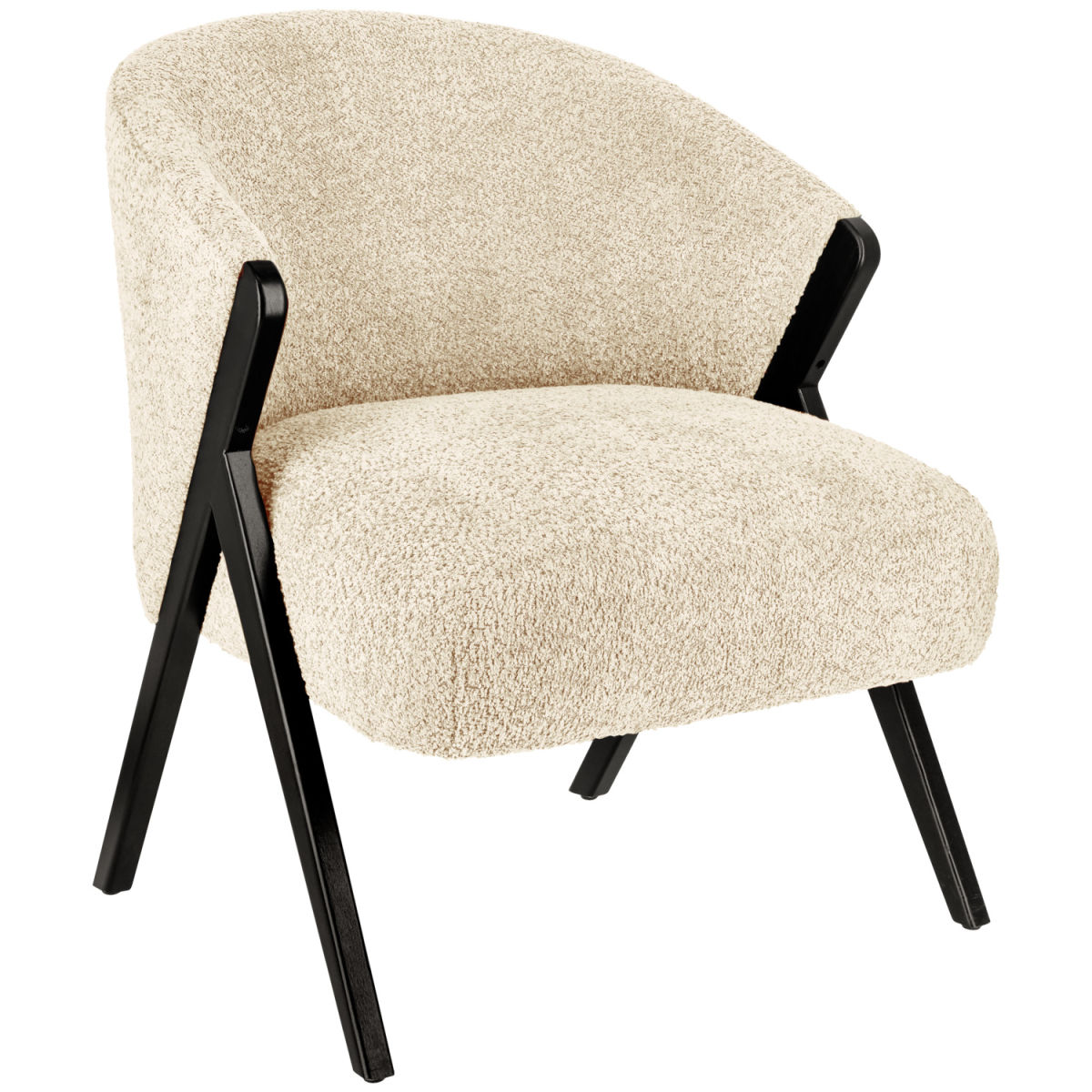 Poltrona Caso Bouclé VEGA; 69x70x77 cm (LxPxH); seduta beige, struttura nero