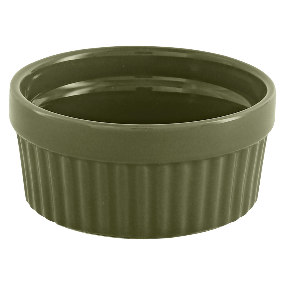 Terrina soufflé Siga VEGA; 165ml, 9x4.2 cm (ØxH); verde oliva; rotonda; 6 pz. / confezione