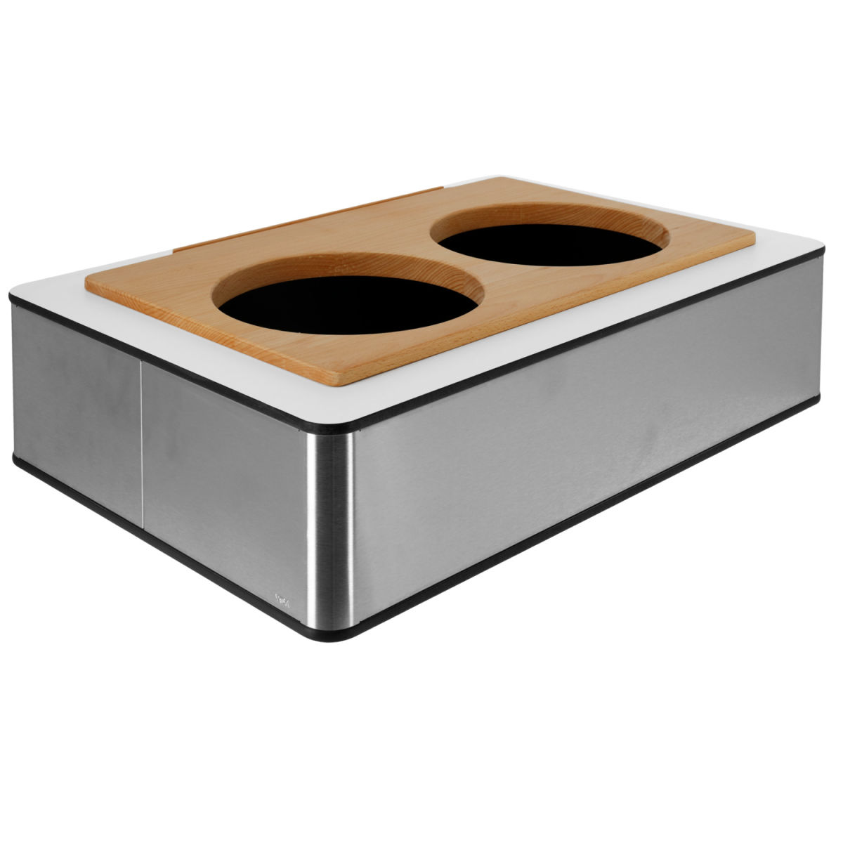 Espositore buffet Fundale per 2 ciotole, GN 1/1 VEGA; GN 1/1, 63x42.5x17.5 cm (LxLxH); acciaio inox/bianco/faggio; rettangolare