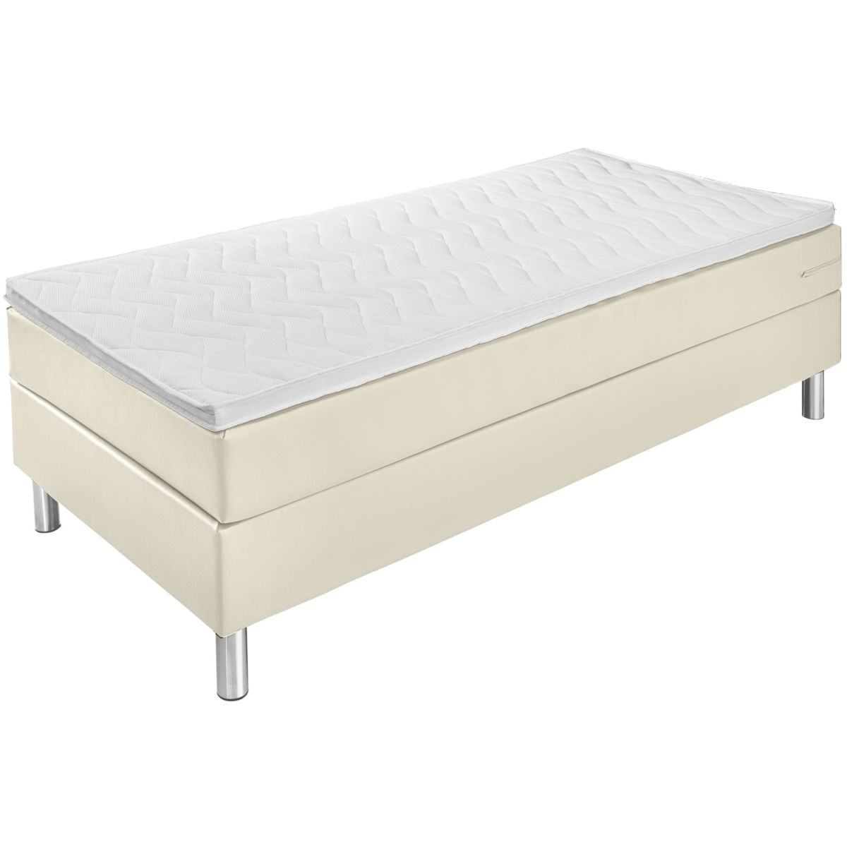 Letto componibile Premium similpelle, senza testiera ERWIN M.; 100x200x69 cm (LxLxH); bianco perla; duro