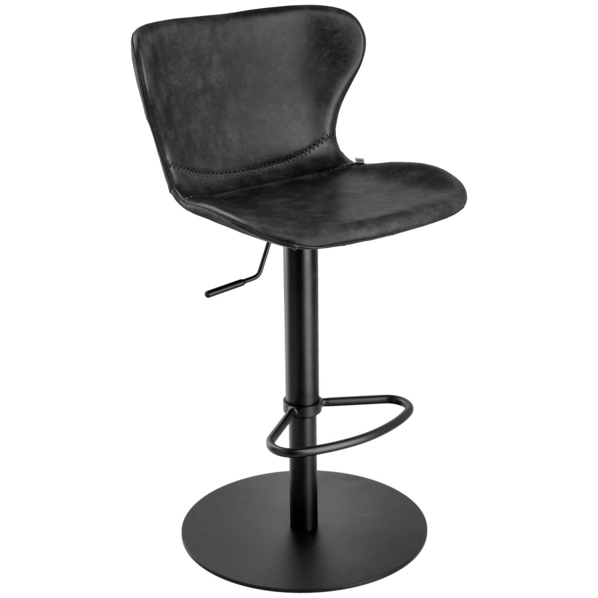 Sgabello con schienale Dallas girevole, regolabile in altezza VEGA; 45x35x105 cm (LxPxH); seduta nero, struttura nero