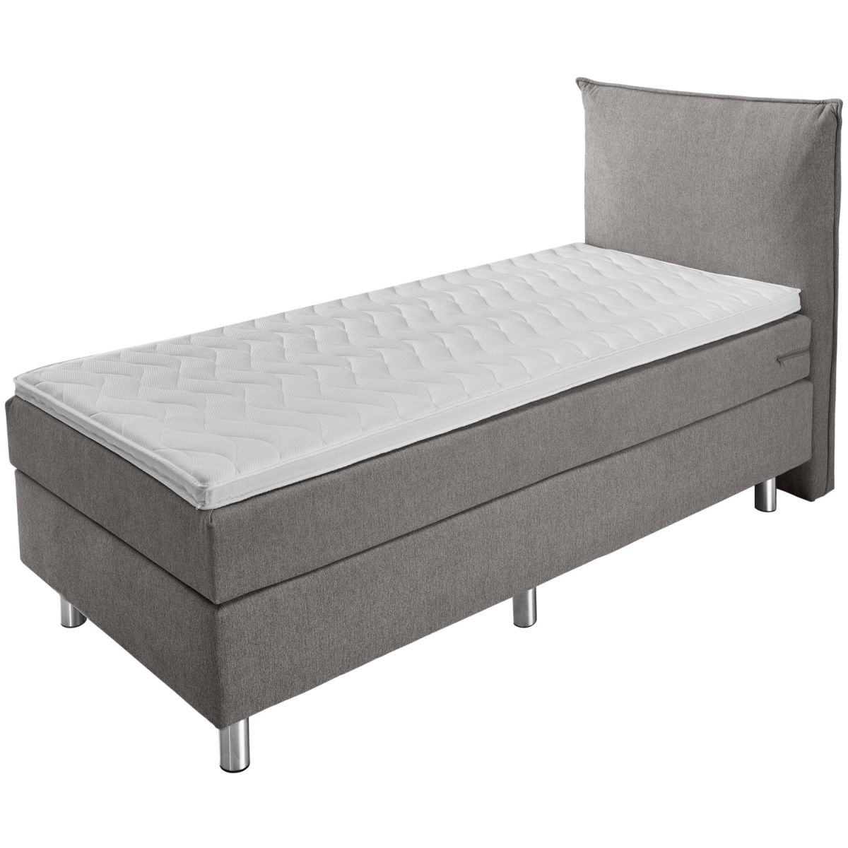 Letto Boxspring Basic tessuto d’arredo, testiera imbottita ERWIN M.; 100x200x63 cm (LxLxH); tortora; duro