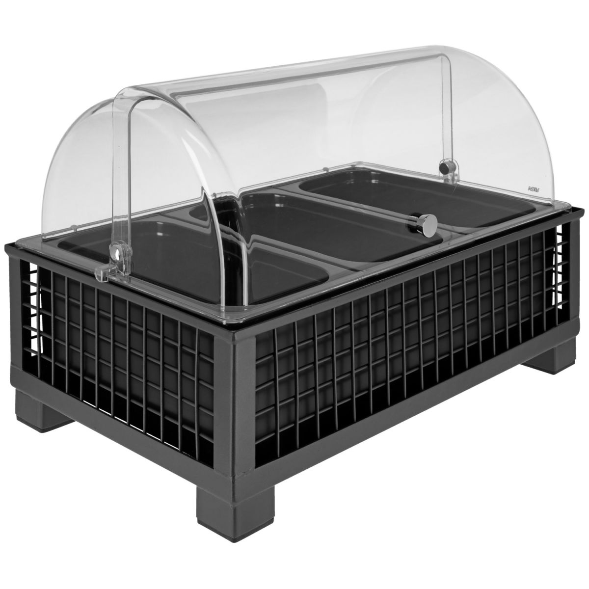 Vetrina salvafreschezza Portland 10 cm melamina nera 3 x 1/3 VEGA; Misura GN 1/1, 55.4x35.2x29.9 cm (LxLxH); antracite/trasparente/bianco; rettangolare