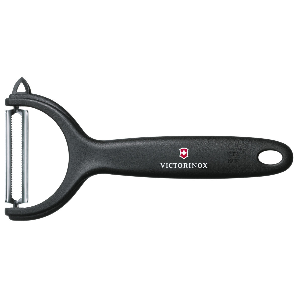 Pelapomodori Y, bordo seghettato Victorinox; 17.5x7.6 cm (LxL); nero/argento
