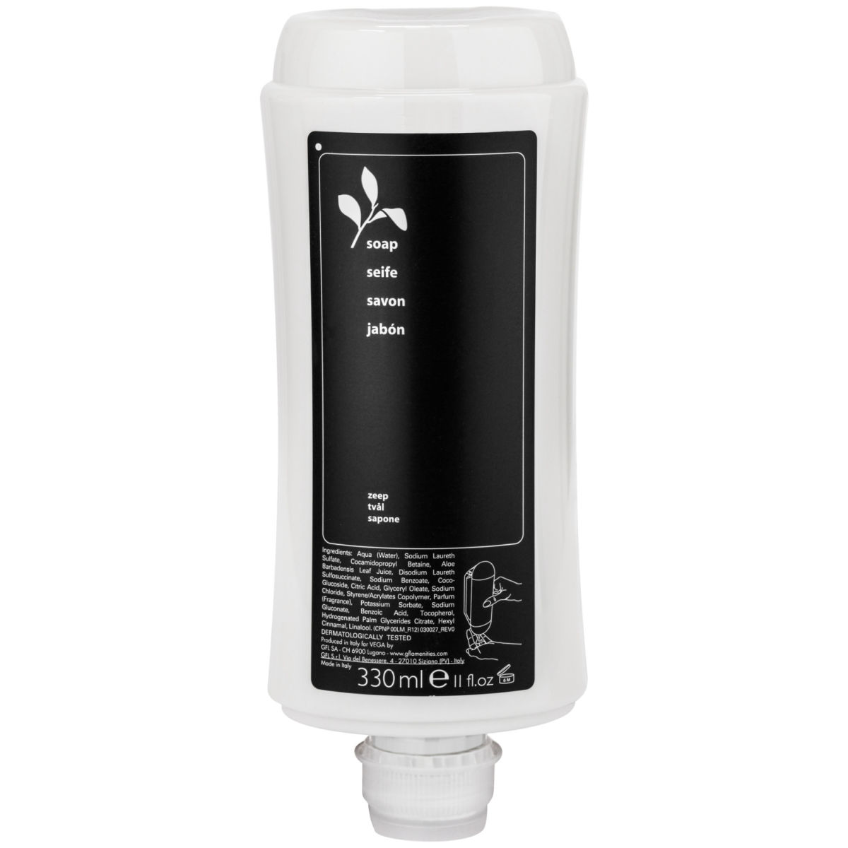 V-Touch Hotel handzeep Green Tea dispensersysteem; 330 ml; wit; 24 stuk / verpakking