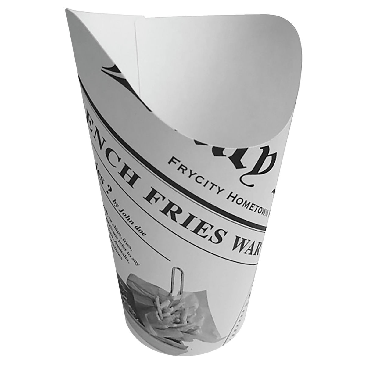 Snackbox Newspaper aperto First FFC; 8.8x13.3 cm (ØxH); nero/bianco; 50 pz. / confezione