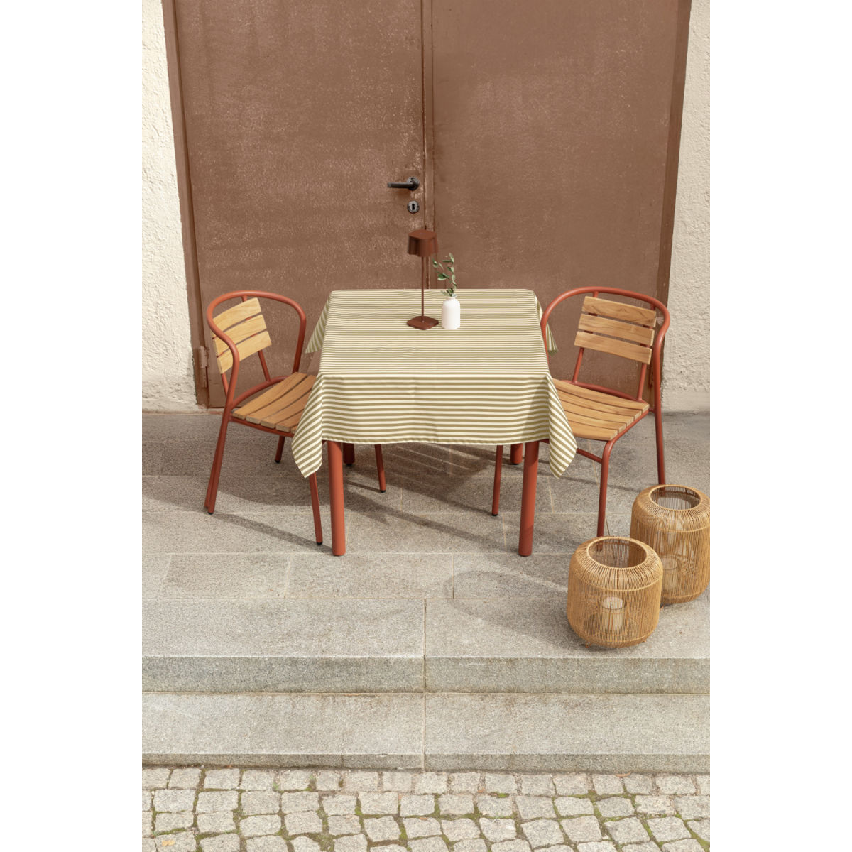 Tessuto al metro Valiano a righe ERWIN M.; 140 cm (L); beige/bianco