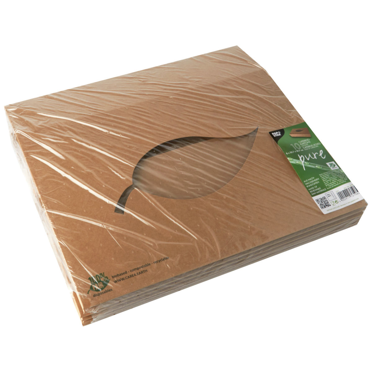 Cajas de cartón para el transporte y la restauración Pure PAPSTAR; 35.7x24.7x8 cm (LgxAnxAt); marrón; 100 pz. / Paquete