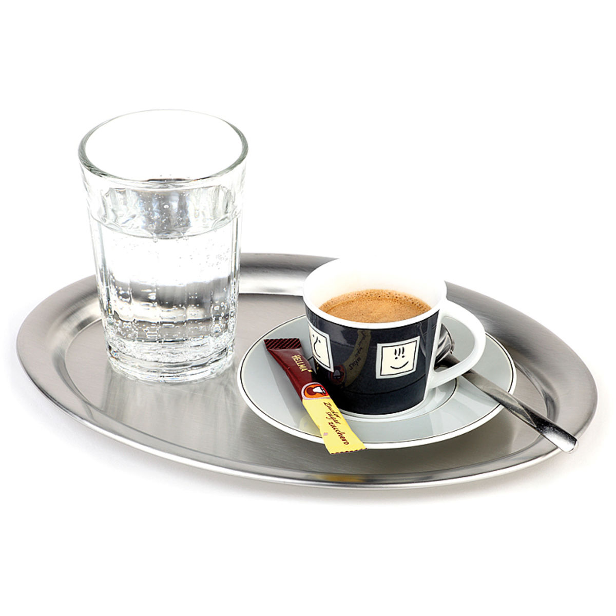 Vassoio da servizio Kaffeehaus opaco APS; 20x14x1 cm (LxLxH); argento; ovale