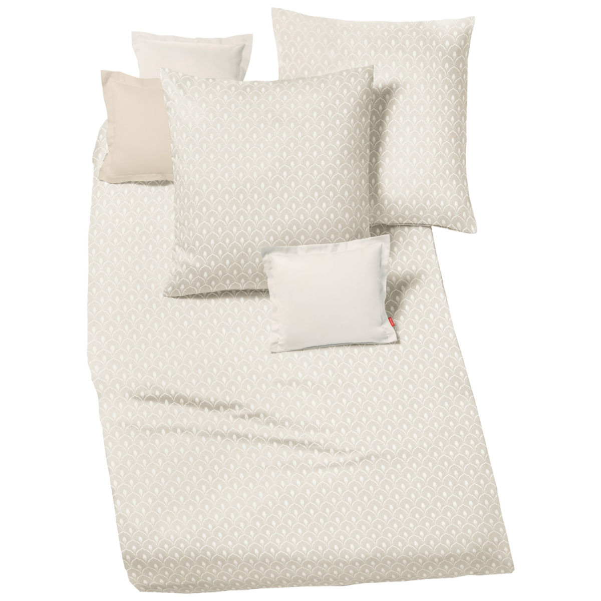 Coordinato letto Area Lotus Fleuresse; 155x220 cm (LxL), 80x80 cm (LxL); bianco lana