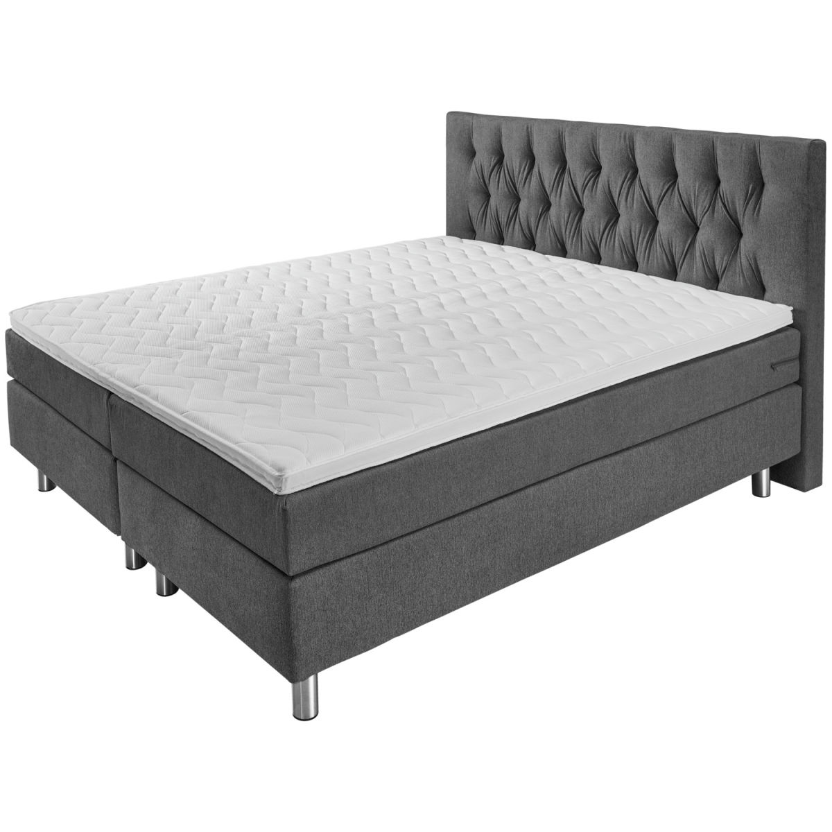 Letto Boxspring Premium tessuto d’arredo, testiera Chesterfield ERWIN M.; 180x200x69 cm (LxLxH); antracite; duro