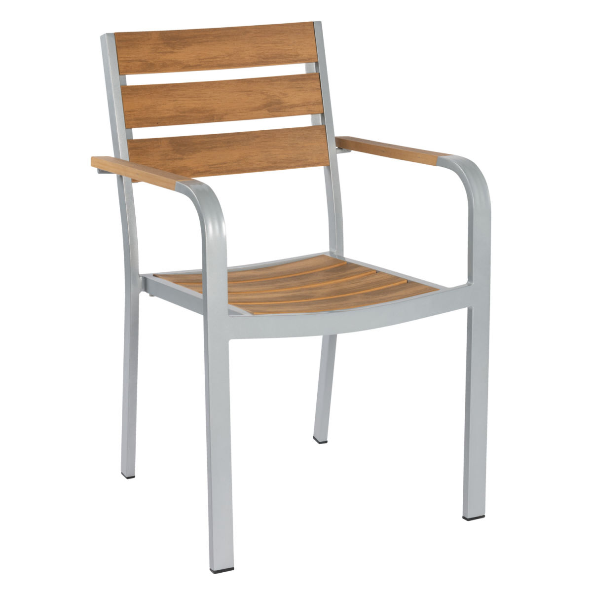 Sedia Resistance  con braccioli PULSIVA; 54.5x58x85 cm (LxPxH); seduta marrone, struttura grigio; 2 pz. / confezione