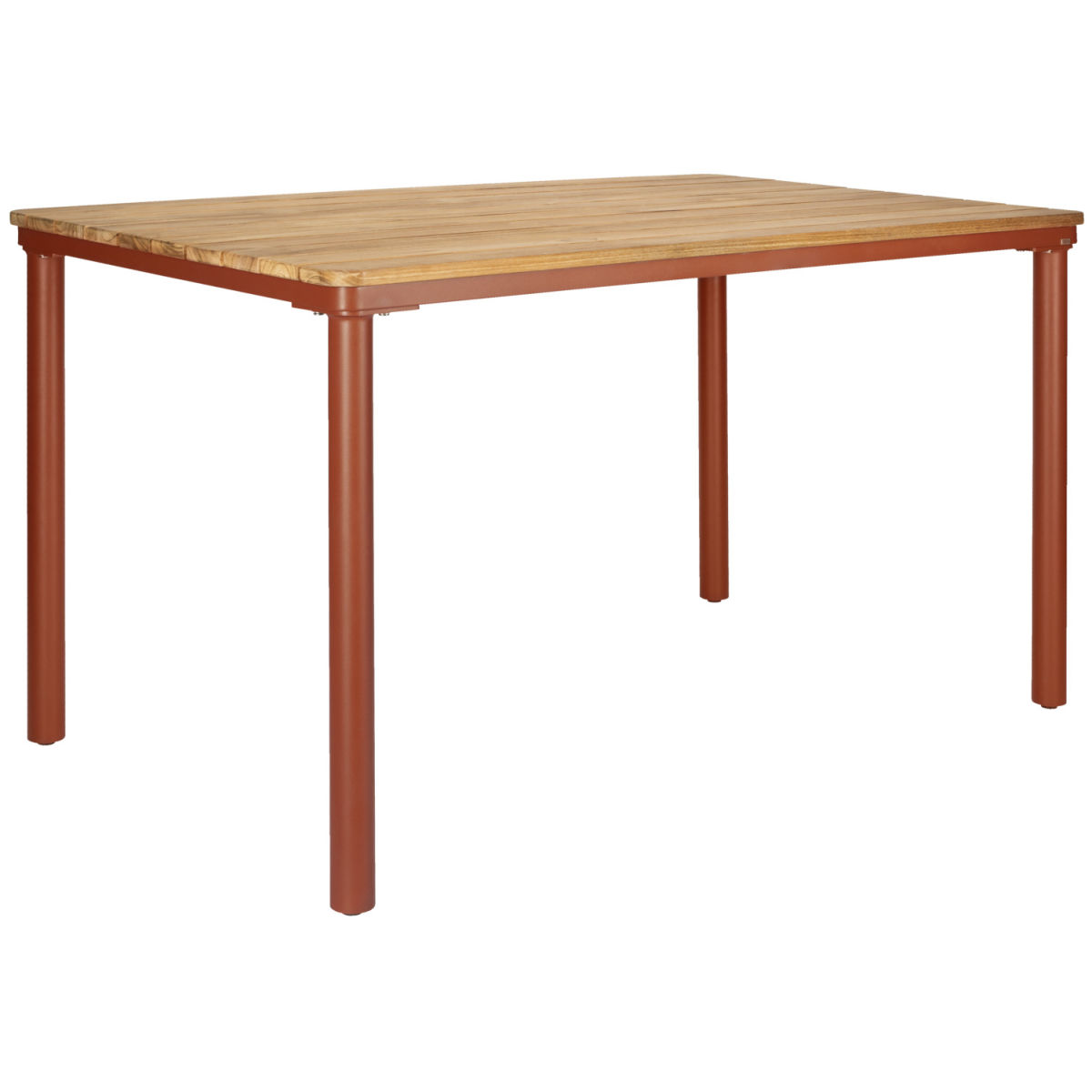 VEGA Utebord i teak Zolia rektangulärt; 130x80x76 cm (LxBxH); Bordsskiva Brun, Ram Rostbrun; Rektangulär
