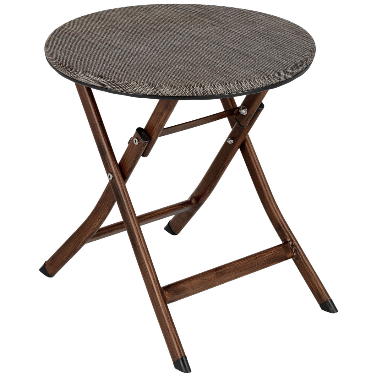 Tavolino Romalia pieghevole PULSIVA; 46x46 cm (ØxH); grigio melange/marrone; rotonda