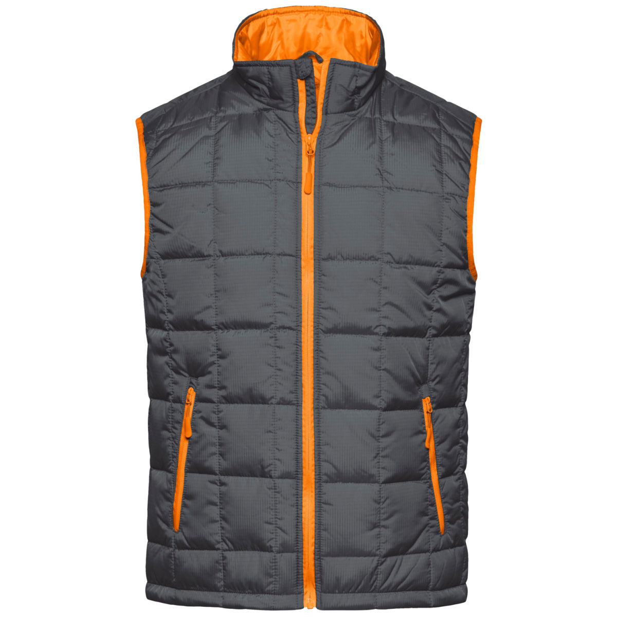 Gilet da uomo imbottito Lasa James & Nicholson; Taglia 2XL; grigio/arancione