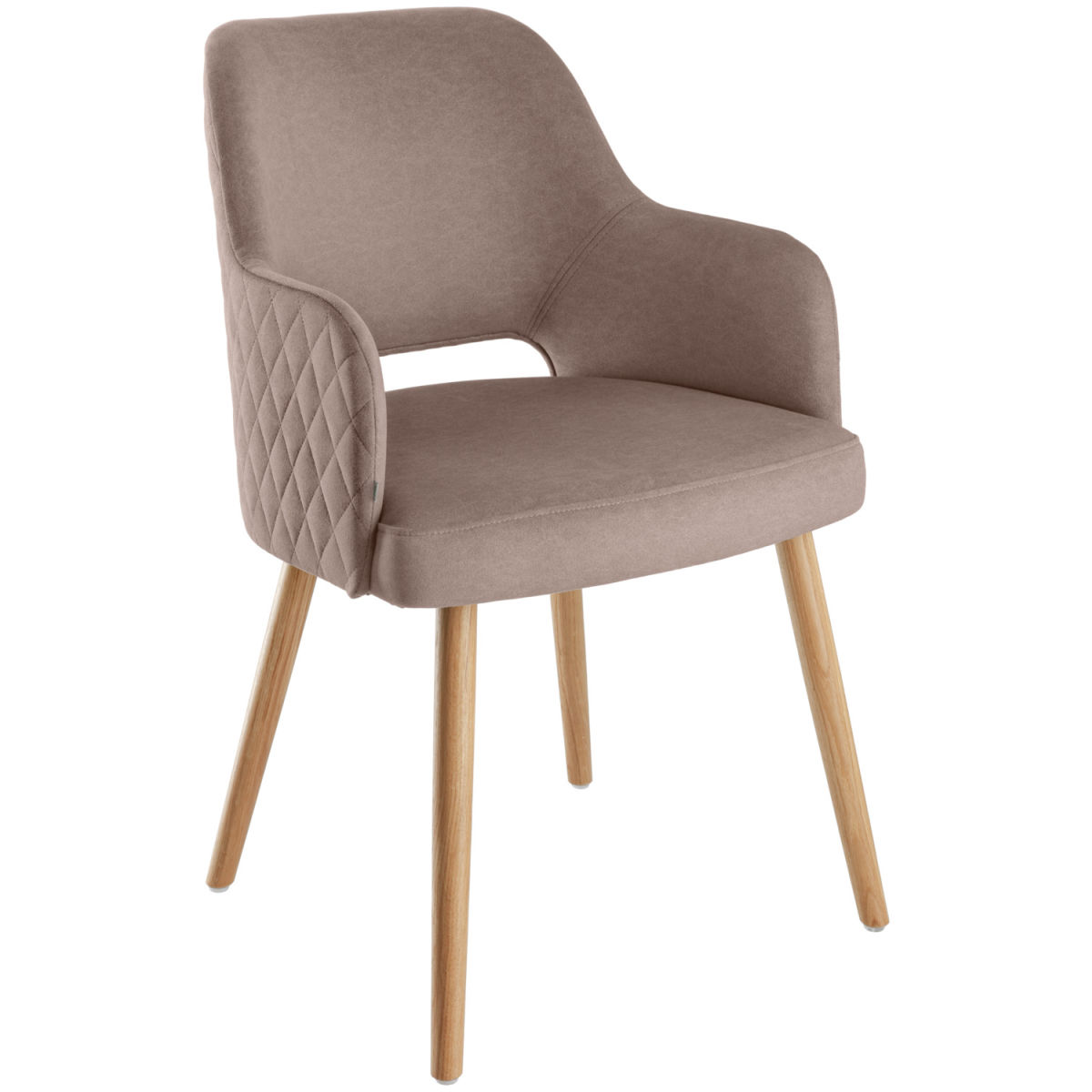 Sedia Rombo in velluto VEGA; 46x47x85 cm (LxPxH); seduta tortora, struttura quercia