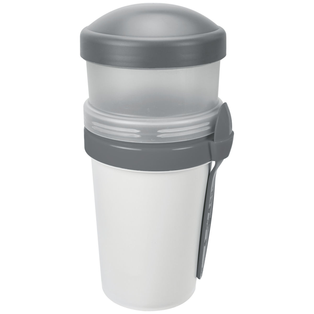 Tazza riutilizzabile Bio con cucchiaio dom; 500ml, 10.5x19.2 cm (ØxH); bianco/grigio; 2 pz. / confezione