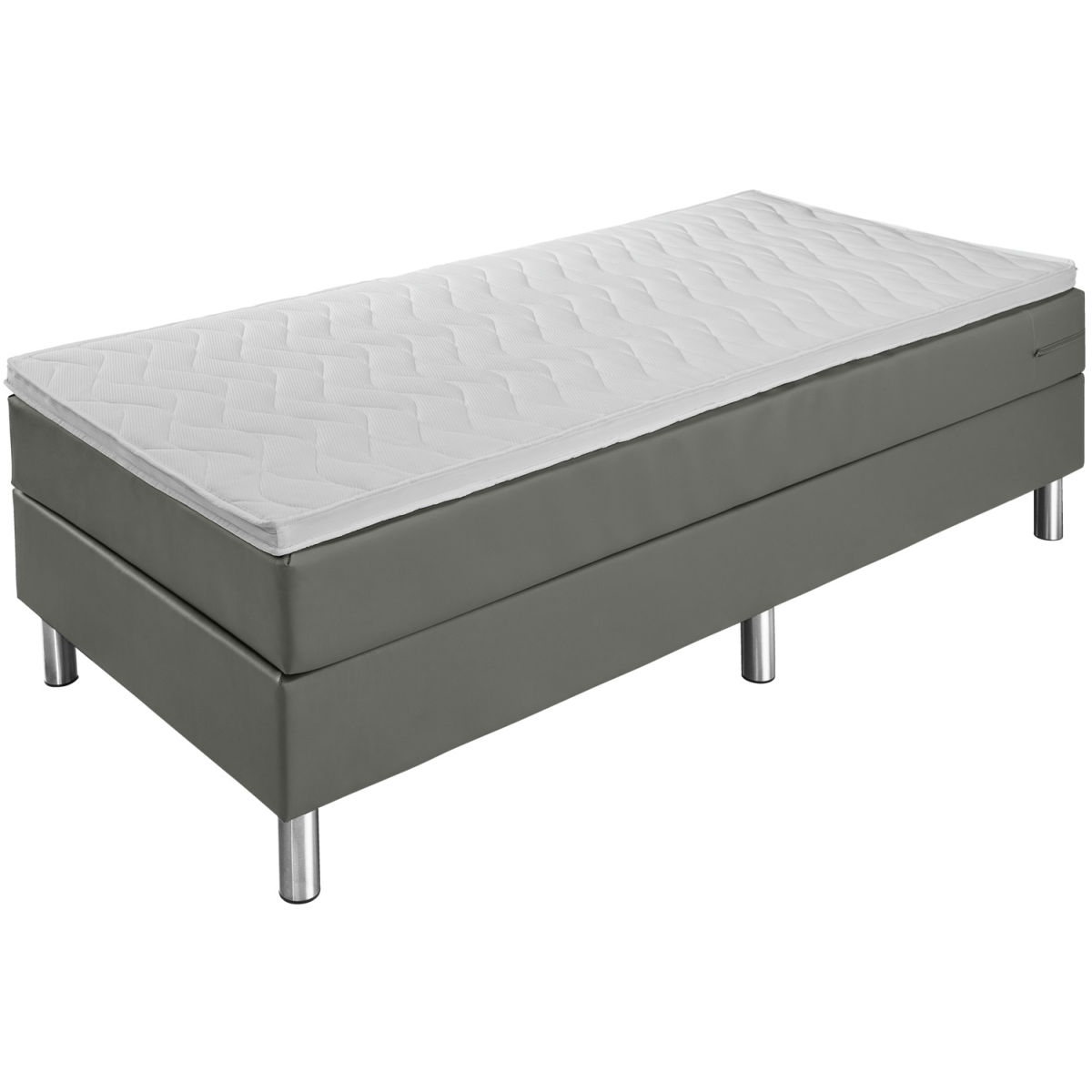 Cama de hotel Standard piel sintética, sin cabecero ERWIN M.; 100x200x58 cm (AnxLgxAt); gris oscuro; medio