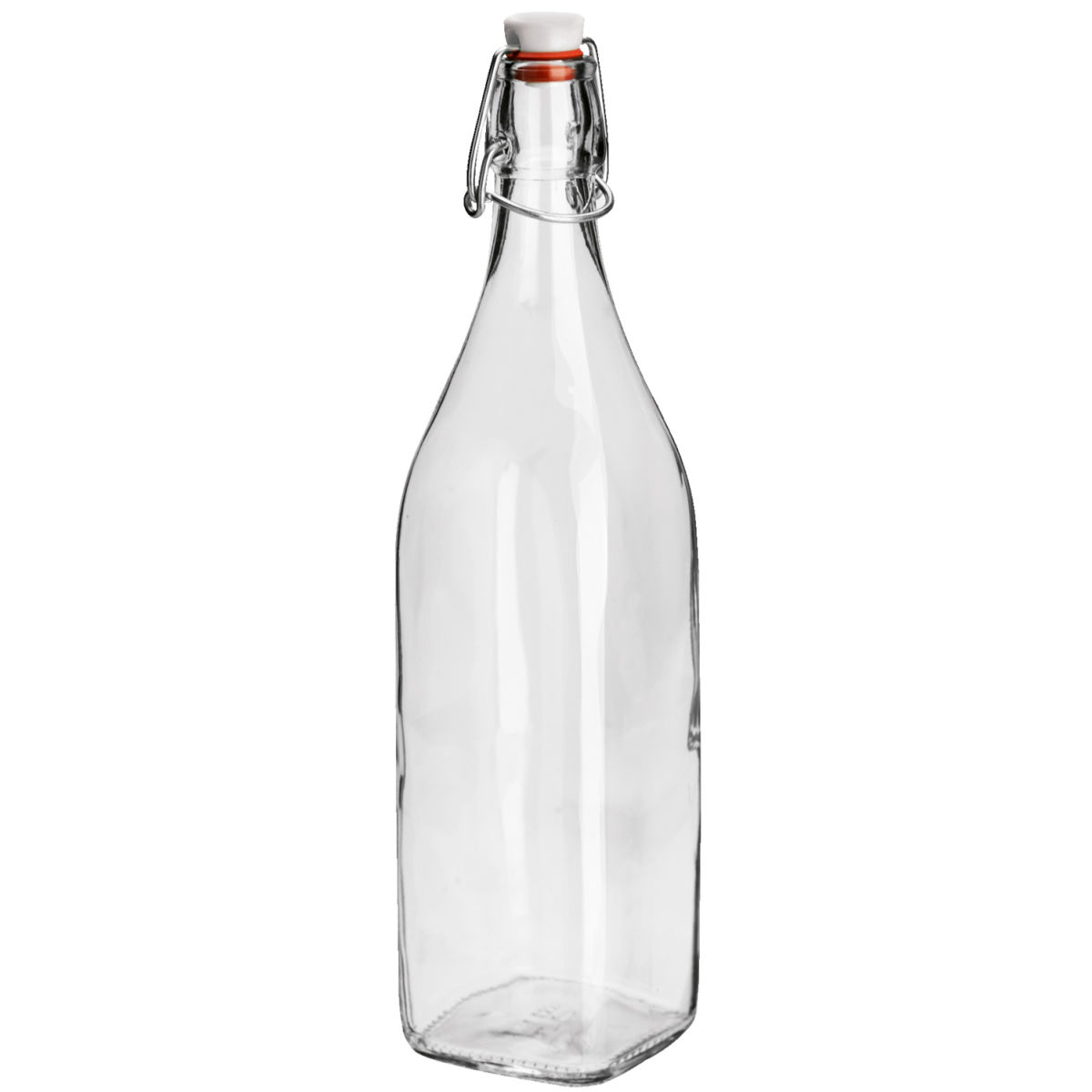 Bottiglia a chiusura ermetica Swing Bormioli Rocco; 1100ml, 7.5x7.5x32 cm (LxLxH); trasparente; quadrata; 2 pz. / confezione