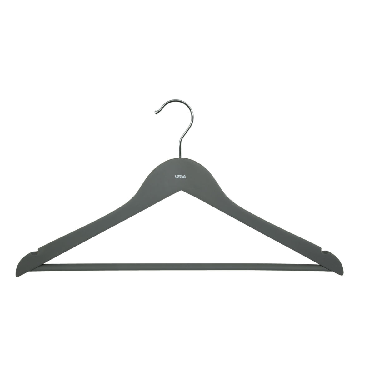Percha Colgado con barra VEGA; 44.5x23 cm (LgxAt); gris; 12 pz. / Paquete