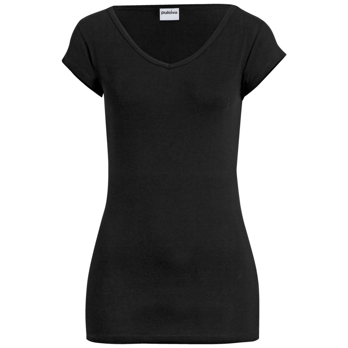 T-shirt da donna collo a V PULSIVA; Taglia 2XL; nero; 2 pz. / confezione