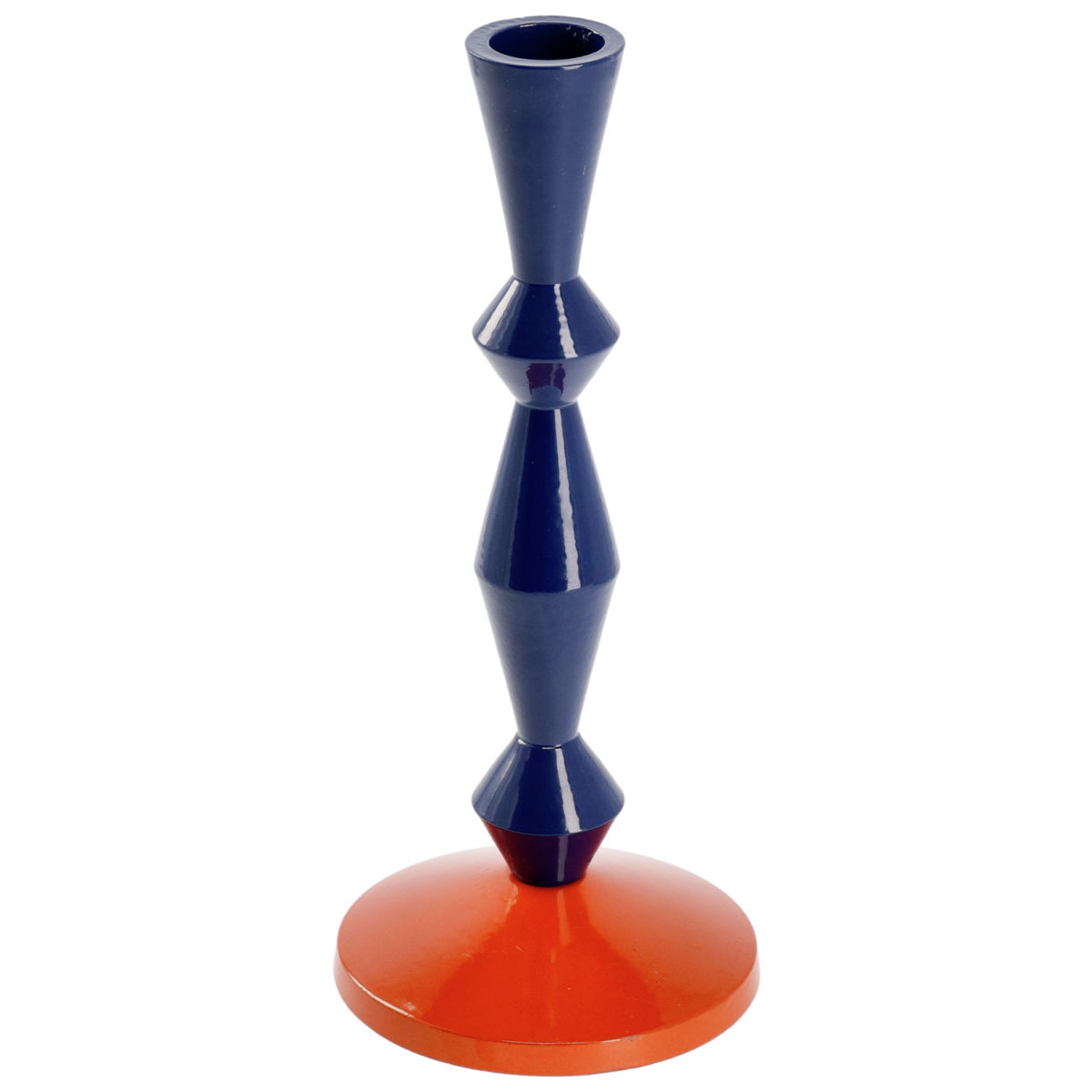 Portacandele Aneska; 7.5x20 cm (ØxH); blu scuro/arancione