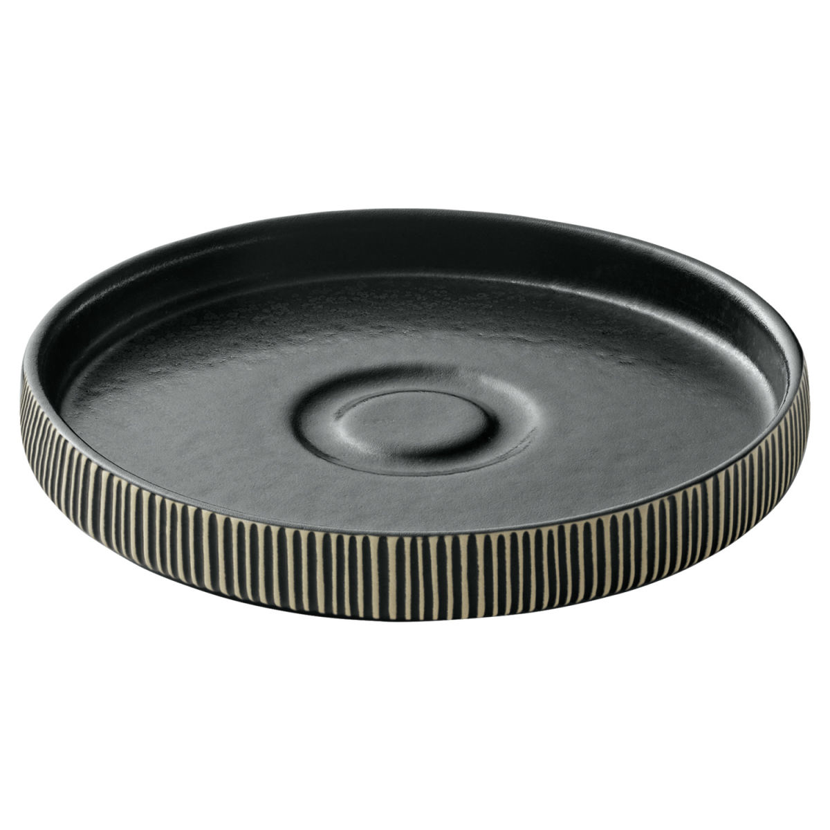 Playground Kaffeeuntertasse Nara Relief 15x2.5 cm (ØxH); schwarz/weiß; rund; 6 Stück / Pack